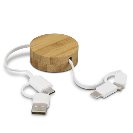 Bamboo Retractable Charging Cables Input and Output Detail